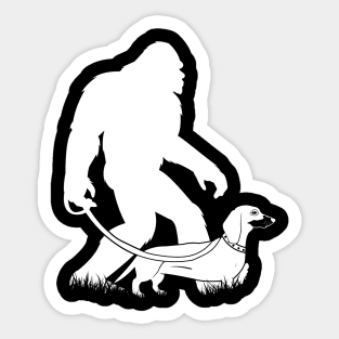 Bigfoot Walking Dachshund Sticker